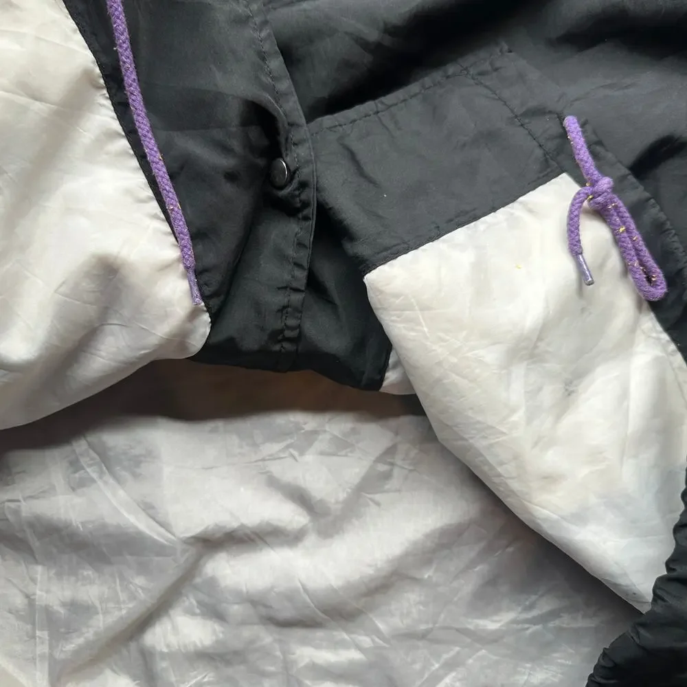 Odd Future Coach Jacket Mens Large Snap Button Lined Purple Black Windbreaker